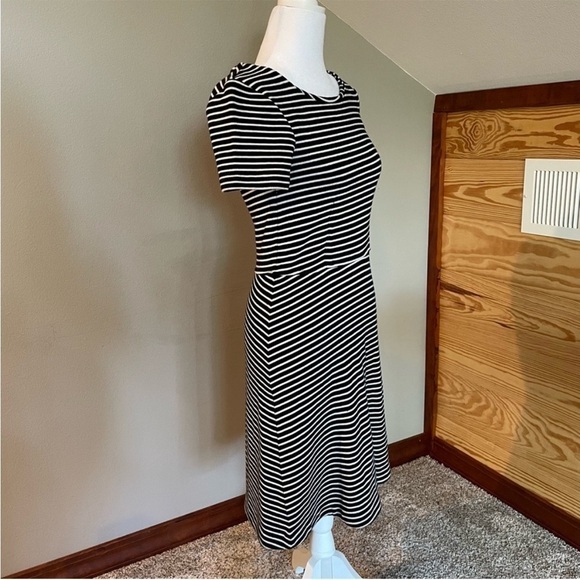 Madewell Gallerist Dress in Black White Stripe Short Sleeve Small - Picture 5 of 13